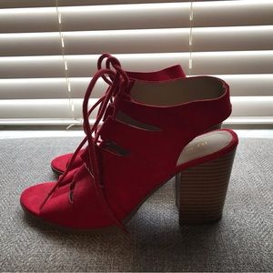 Rampage Red Strappy Block Heels